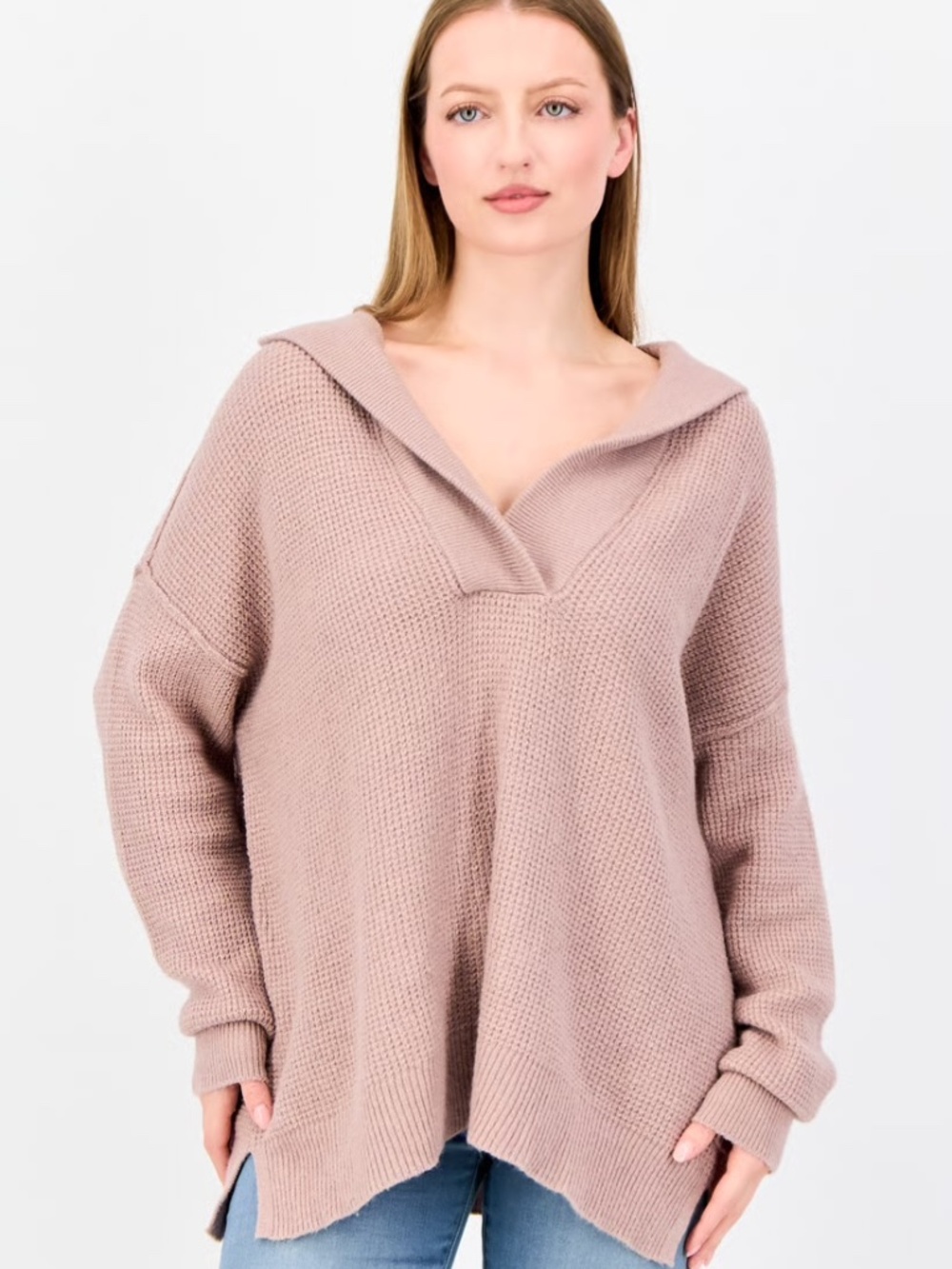 Aerie V-Neck Oversized Waffle Knit Loungewear Sweater